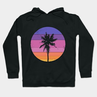 Palm Tree Vintage Sunset Distressed Hoodie